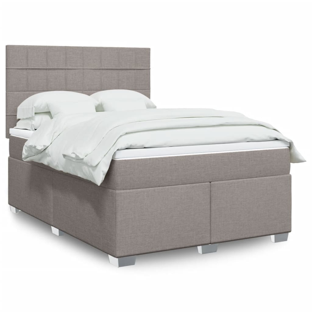Κρεβάτι Boxspring με Στρώμα Taupe 160x200 εκ. Υφασμάτινο - Pakobazaar