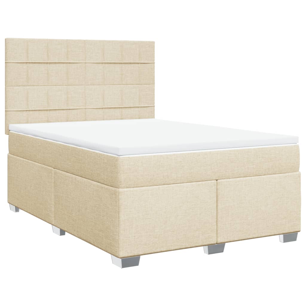 Κρεβάτι Boxspring με Στρώμα Κρεμ 160x200 εκ. Υφασμάτινο - Pakobazaar