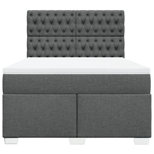 Κρεβάτι Boxspring με Στρώμα Σκούρο Γκρι 160x200 εκ Υφασμάτινο - Pakobazaar