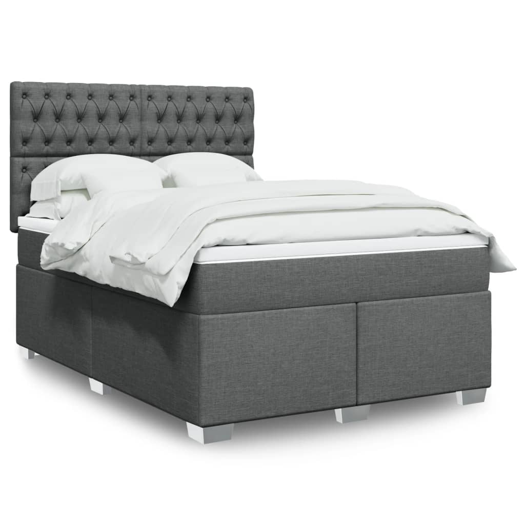 Κρεβάτι Boxspring με Στρώμα Σκούρο Γκρι 160x200 εκ Υφασμάτινο - Pakobazaar
