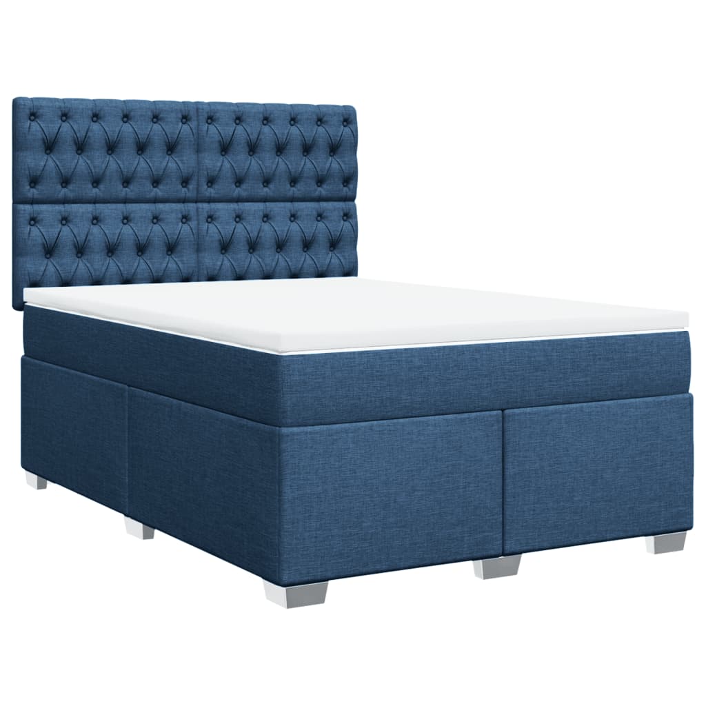Κρεβάτι Boxspring με Στρώμα Μπλε 160x200 εκ. Υφασμάτινο - Pakobazaar