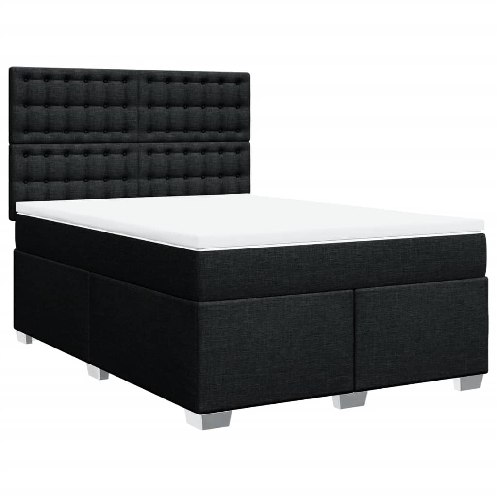 Κρεβάτι Boxspring με Στρώμα Μαύρο 160x200 εκ. Υφασμάτινο - Pakobazaar