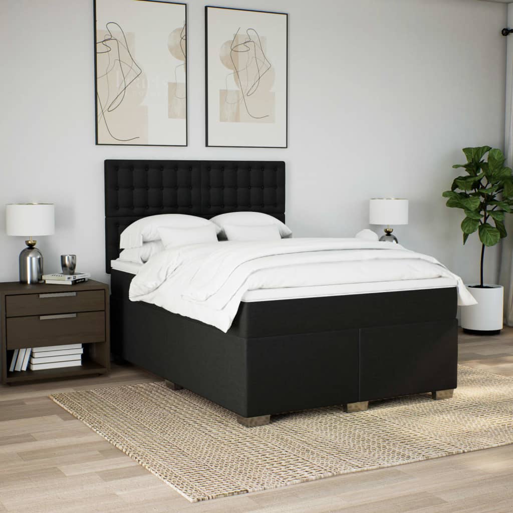 Κρεβάτι Boxspring με Στρώμα Μαύρο 160x200 εκ. Υφασμάτινο - Pakobazaar