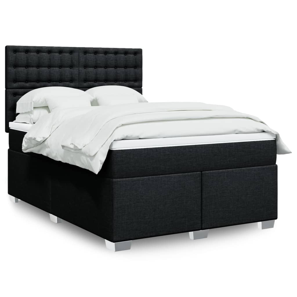 Κρεβάτι Boxspring με Στρώμα Μαύρο 160x200 εκ. Υφασμάτινο - Pakobazaar