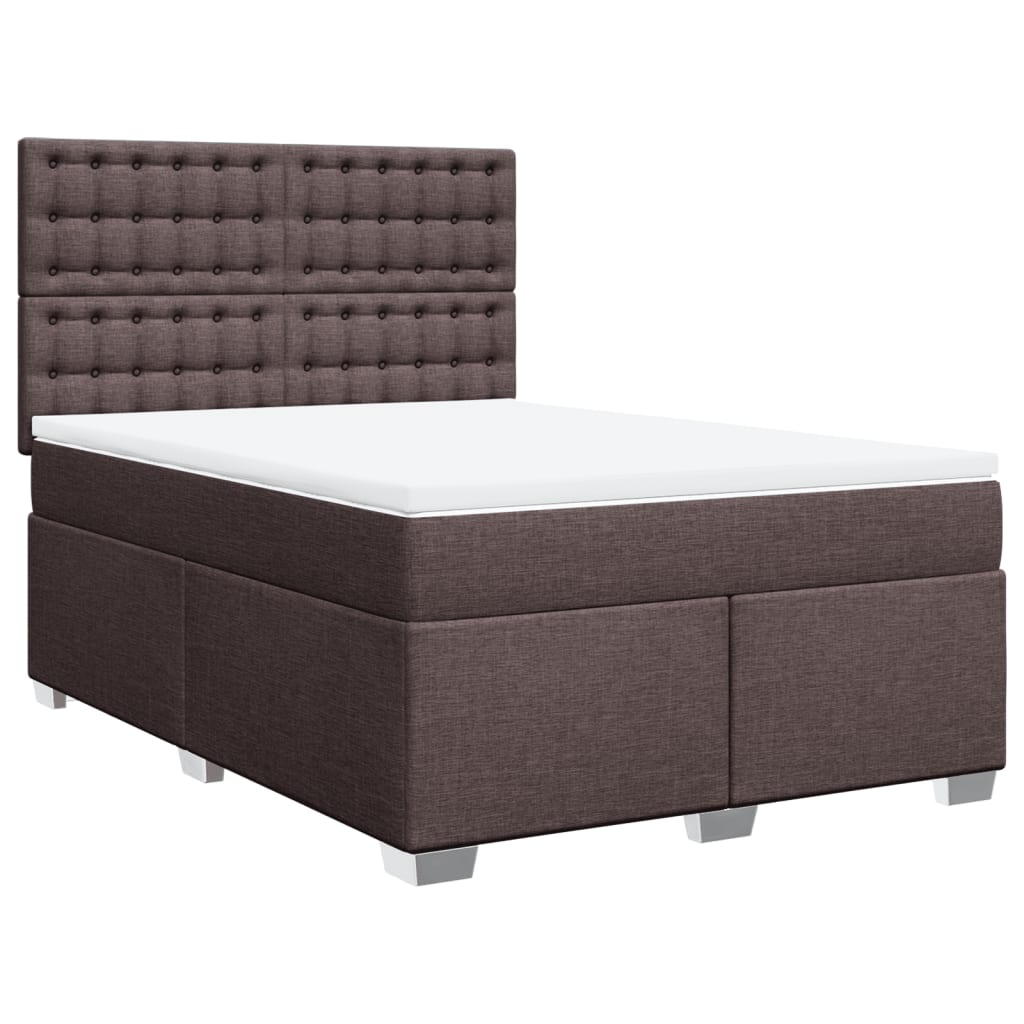 Κρεβάτι Boxspring με Στρώμα Σκούρο Καφέ 160x200 εκ Υφασμάτινο - Pakobazaar