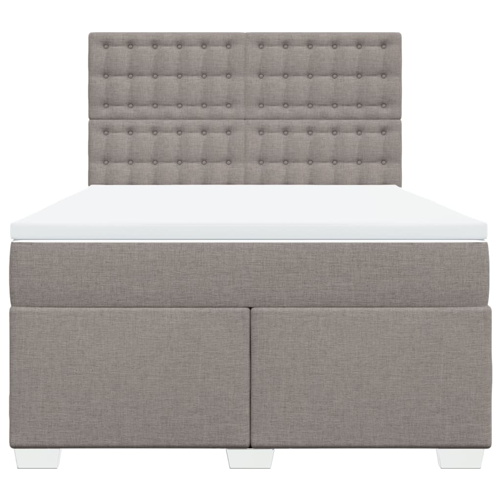Κρεβάτι Boxspring με Στρώμα Taupe 160x200 εκ. Υφασμάτινο - Pakobazaar