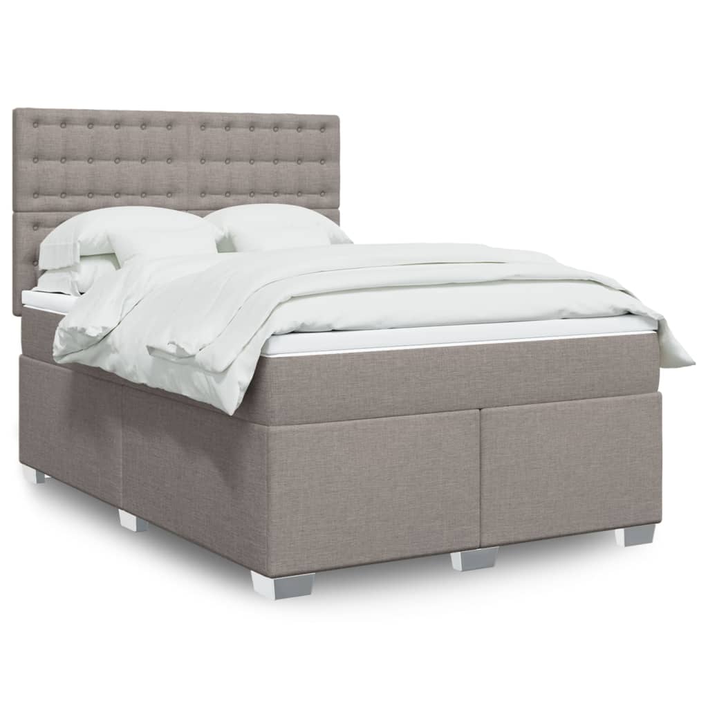 Κρεβάτι Boxspring με Στρώμα Taupe 160x200 εκ. Υφασμάτινο - Pakobazaar