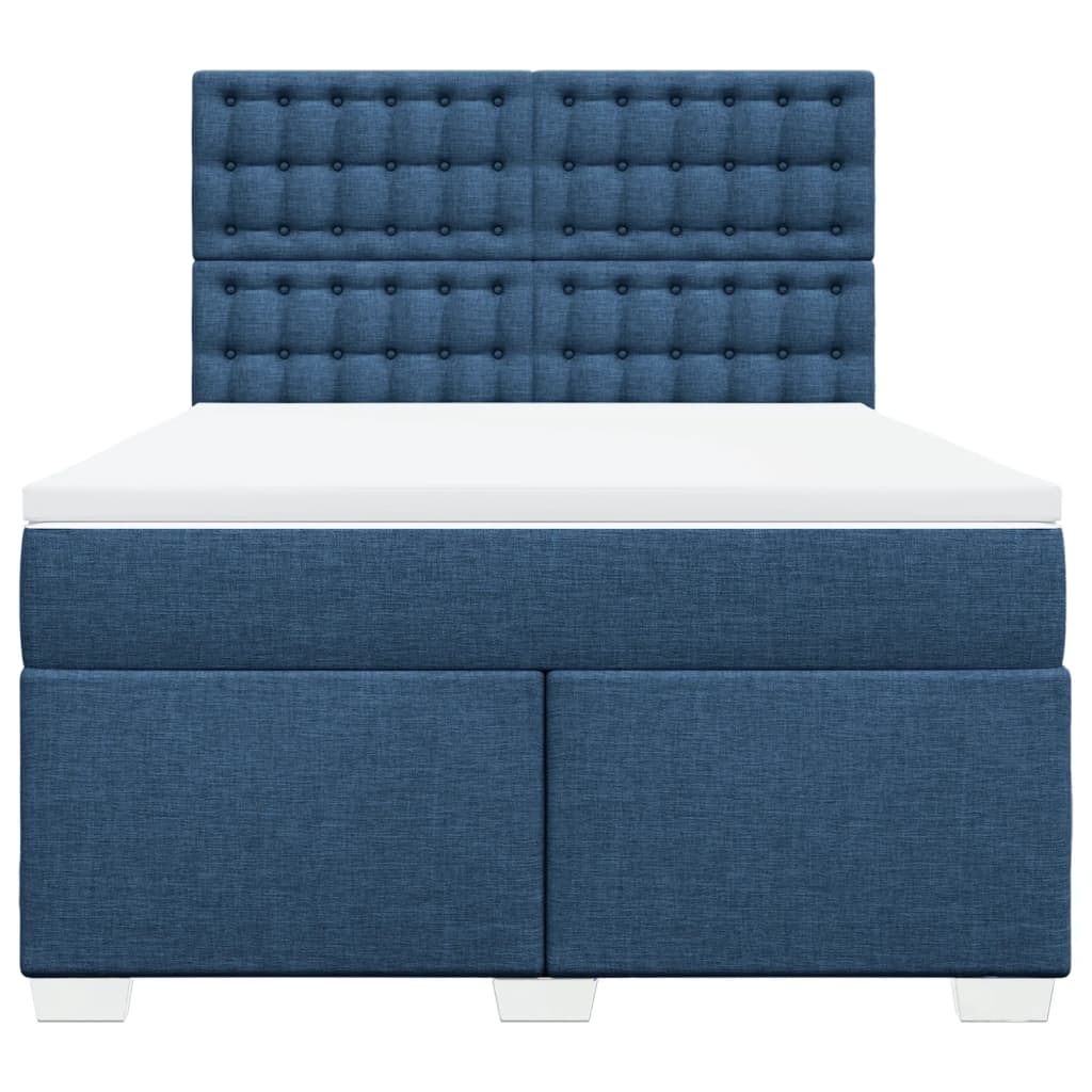 Κρεβάτι Boxspring με Στρώμα Μπλε 160x200 εκ. Υφασμάτινο - Pakobazaar