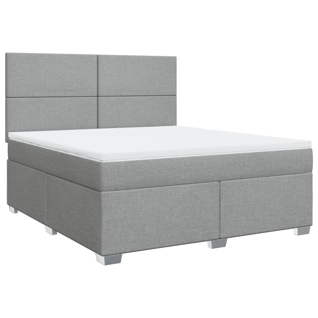 Κρεβάτι Boxspring με Στρώμα Ανοιχτό Γκρι 180x200 εκ. Υφασμάτινο - Pakobazaar