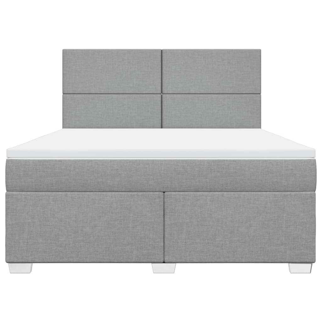 Κρεβάτι Boxspring με Στρώμα Ανοιχτό Γκρι 180x200 εκ. Υφασμάτινο - Pakobazaar