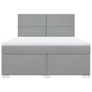 Κρεβάτι Boxspring με Στρώμα Ανοιχτό Γκρι 180x200 εκ. Υφασμάτινο - Pakobazaar