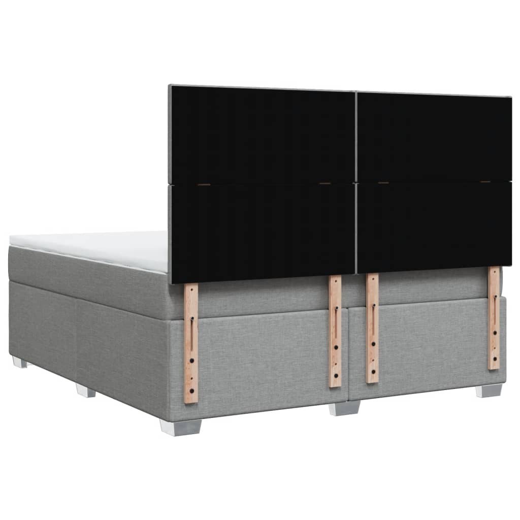 Κρεβάτι Boxspring με Στρώμα Ανοιχτό Γκρι 180x200 εκ. Υφασμάτινο - Pakobazaar