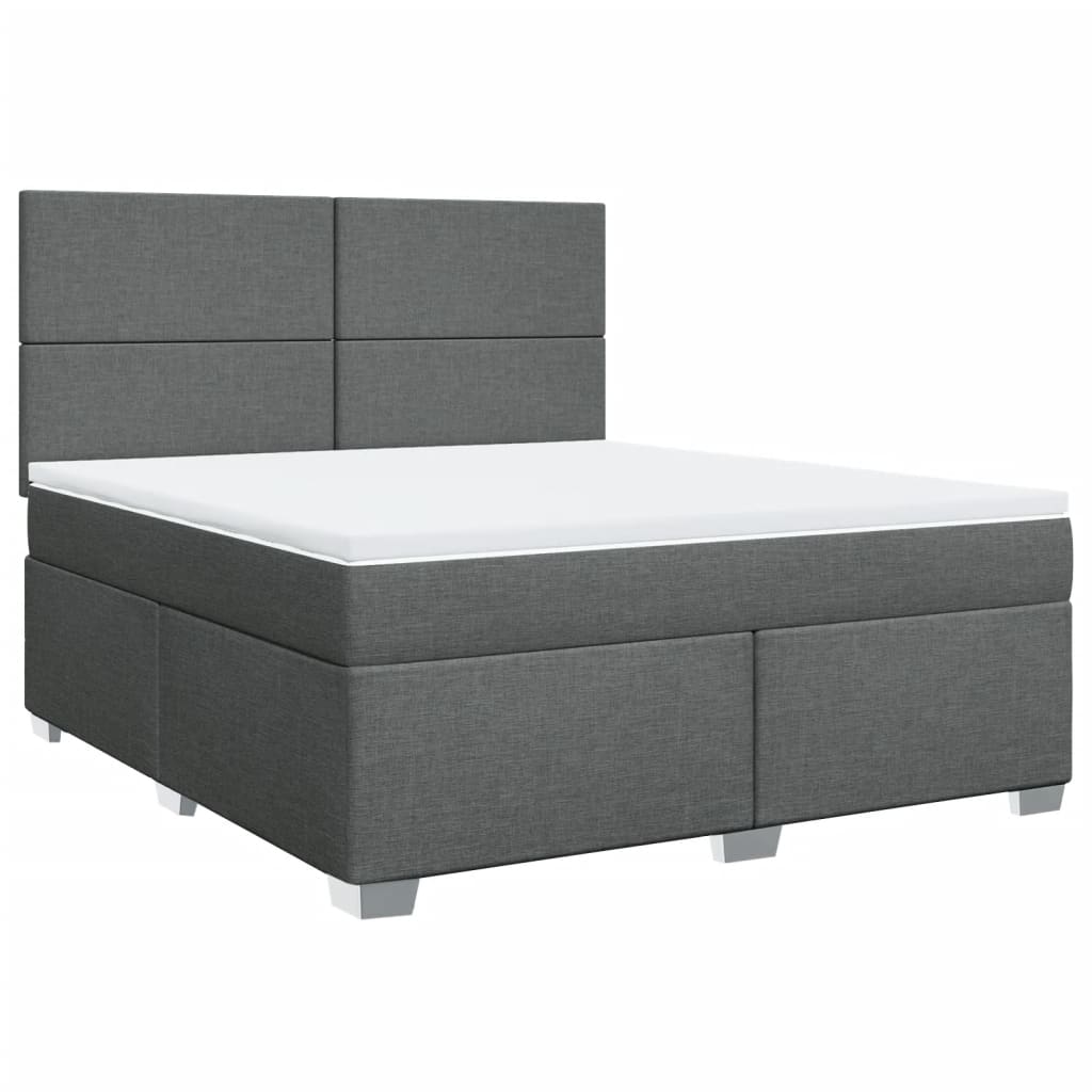 Κρεβάτι Boxspring με Στρώμα Σκούρο Γκρι 180x200 εκ Υφασμάτιν - Pakobazaar
