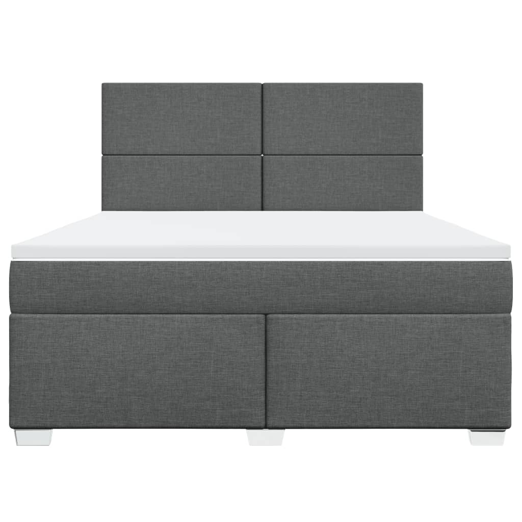 Κρεβάτι Boxspring με Στρώμα Σκούρο Γκρι 180x200 εκ Υφασμάτιν - Pakobazaar