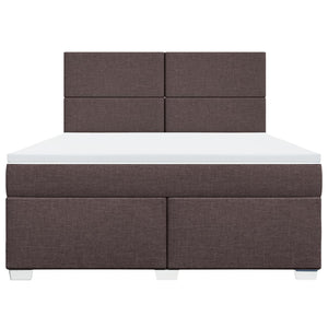 Κρεβάτι Boxspring με Στρώμα Σκούρο Καφέ 180x200 εκ Υφασμάτινο