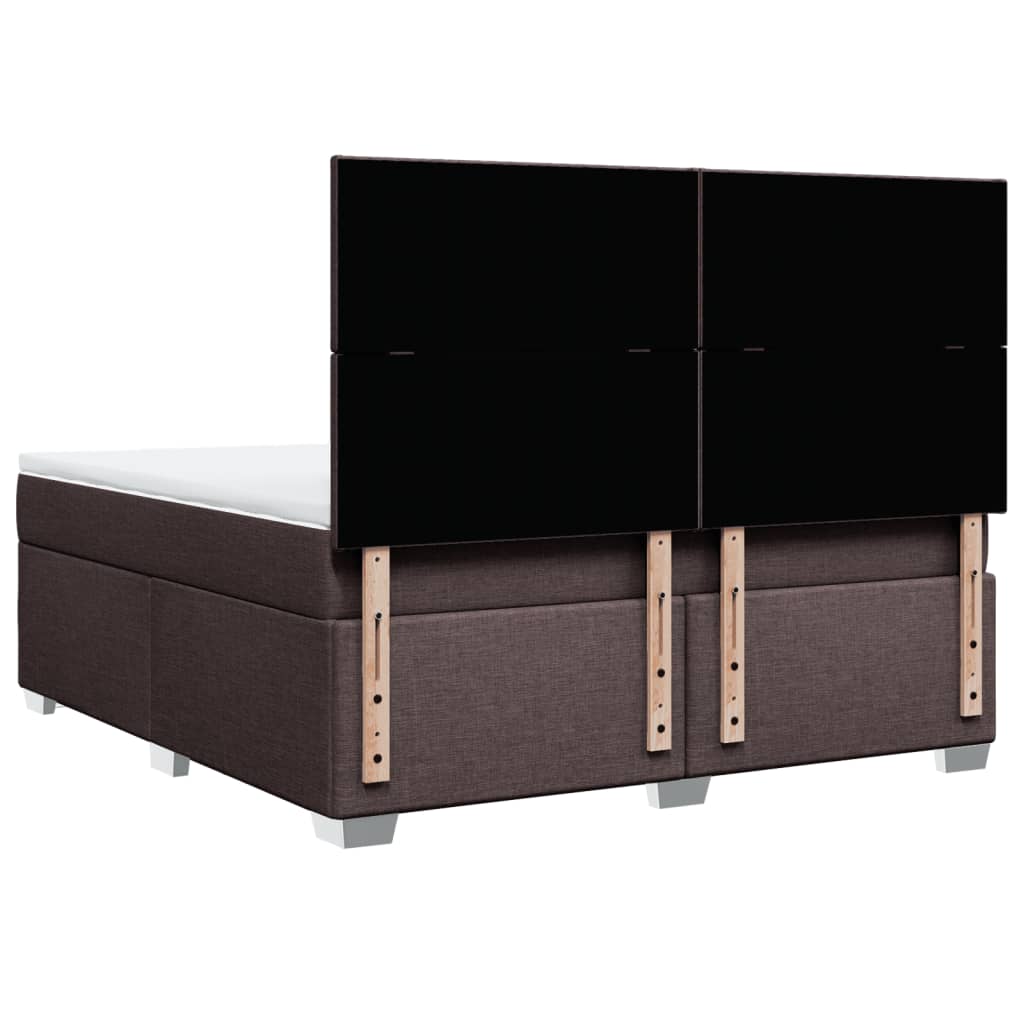 Κρεβάτι Boxspring με Στρώμα Σκούρο Καφέ 180x200 εκ Υφασμάτινο