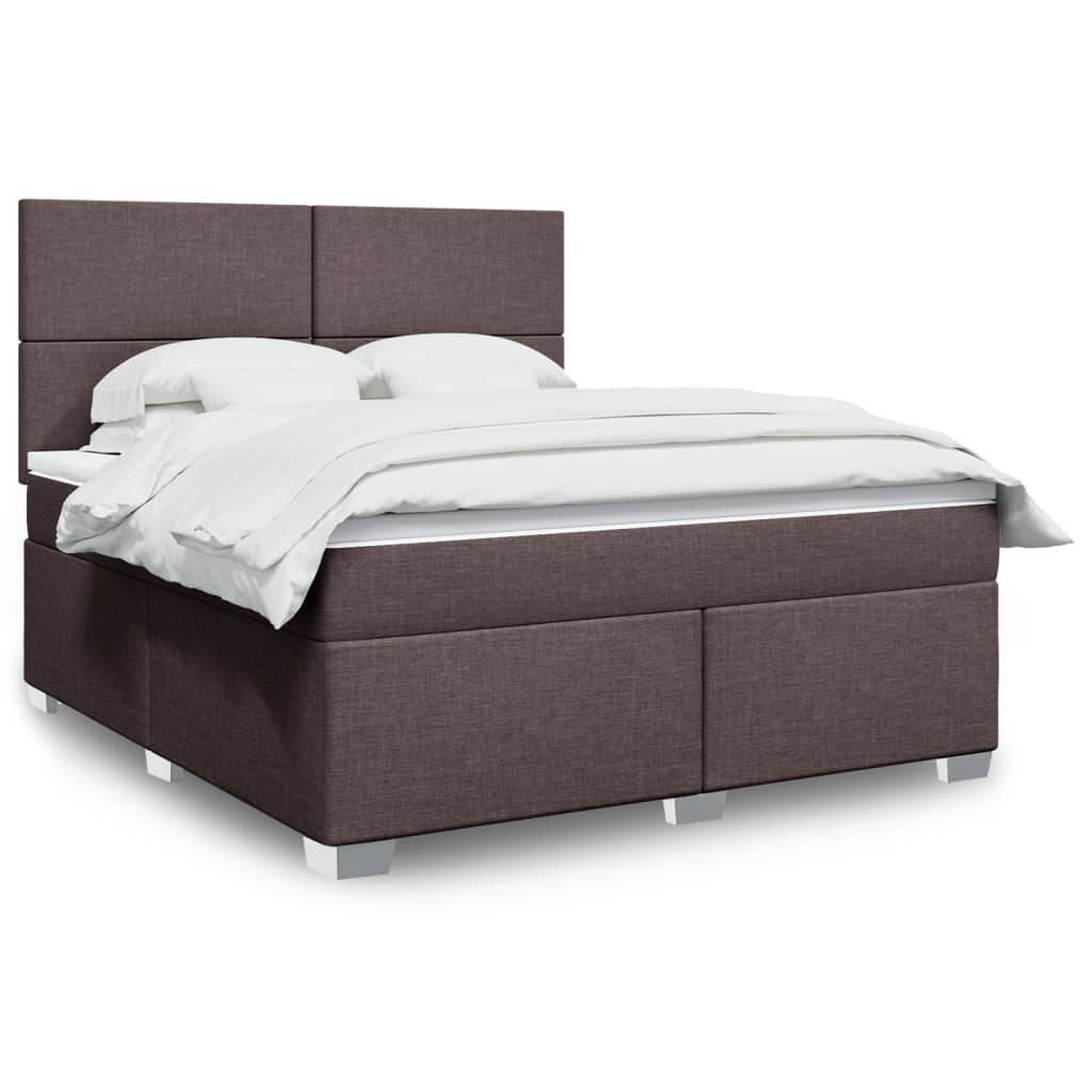 Κρεβάτι Boxspring με Στρώμα Σκούρο Καφέ 180x200 εκ Υφασμάτινο