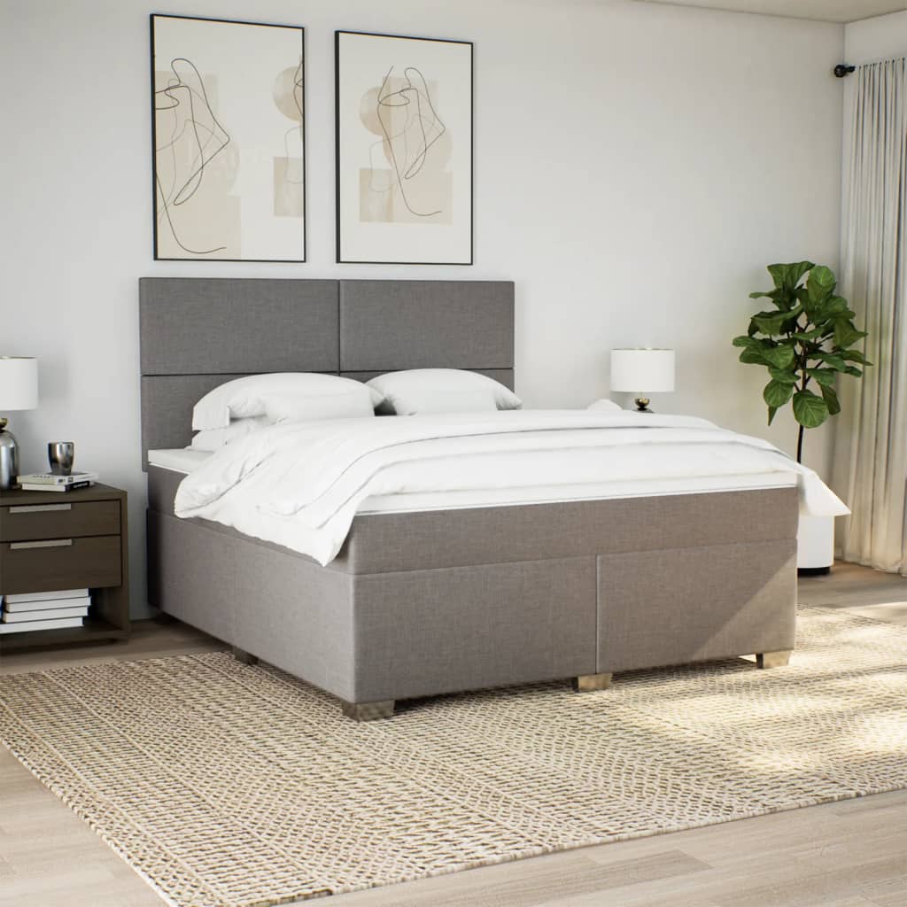 Κρεβάτι Boxspring με Στρώμα Taupe 180x200 εκ. Υφασμάτινο