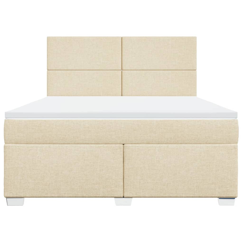 Κρεβάτι Boxspring με Στρώμα Κρεμ 180x200 εκ. Υφασμάτινο - Pakobazaar