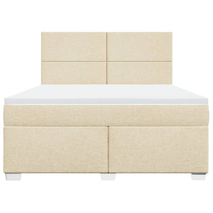 Κρεβάτι Boxspring με Στρώμα Κρεμ 180x200 εκ. Υφασμάτινο - Pakobazaar