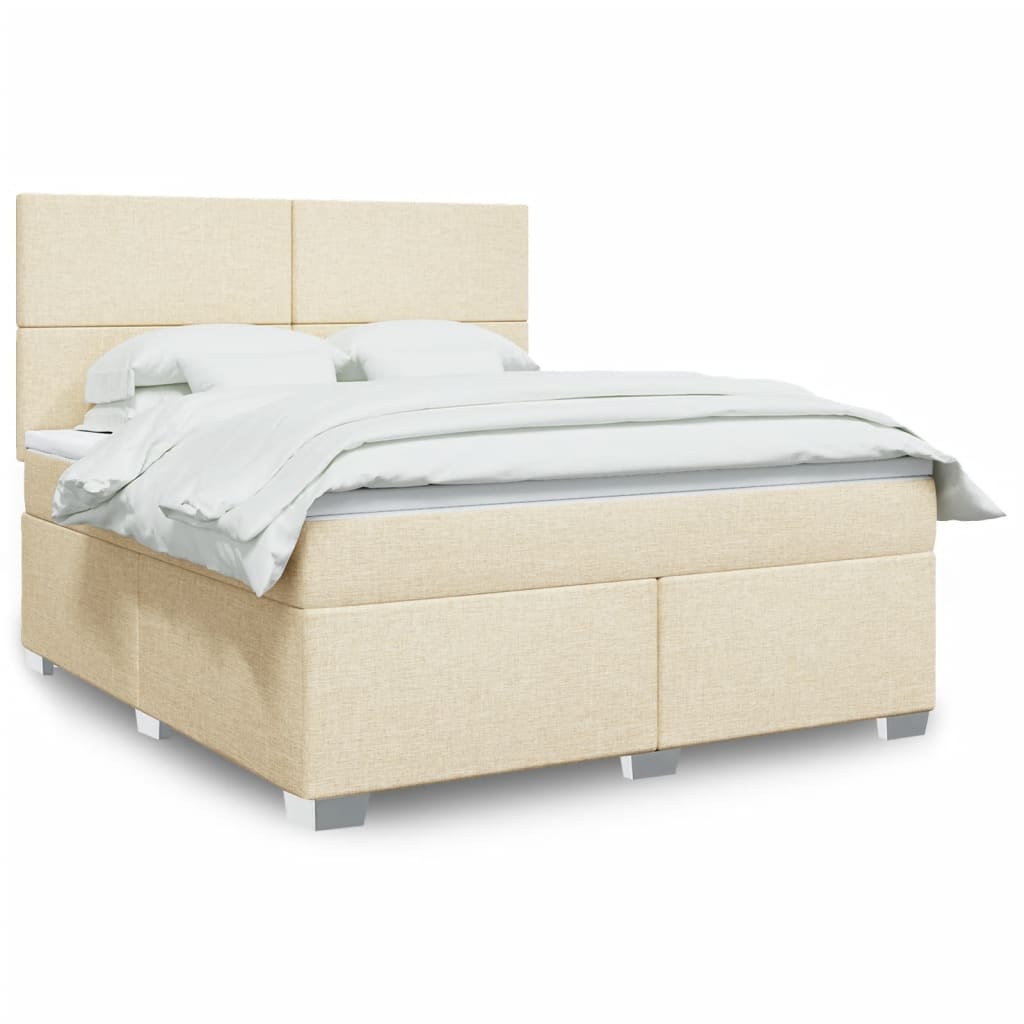 Κρεβάτι Boxspring με Στρώμα Κρεμ 180x200 εκ. Υφασμάτινο - Pakobazaar