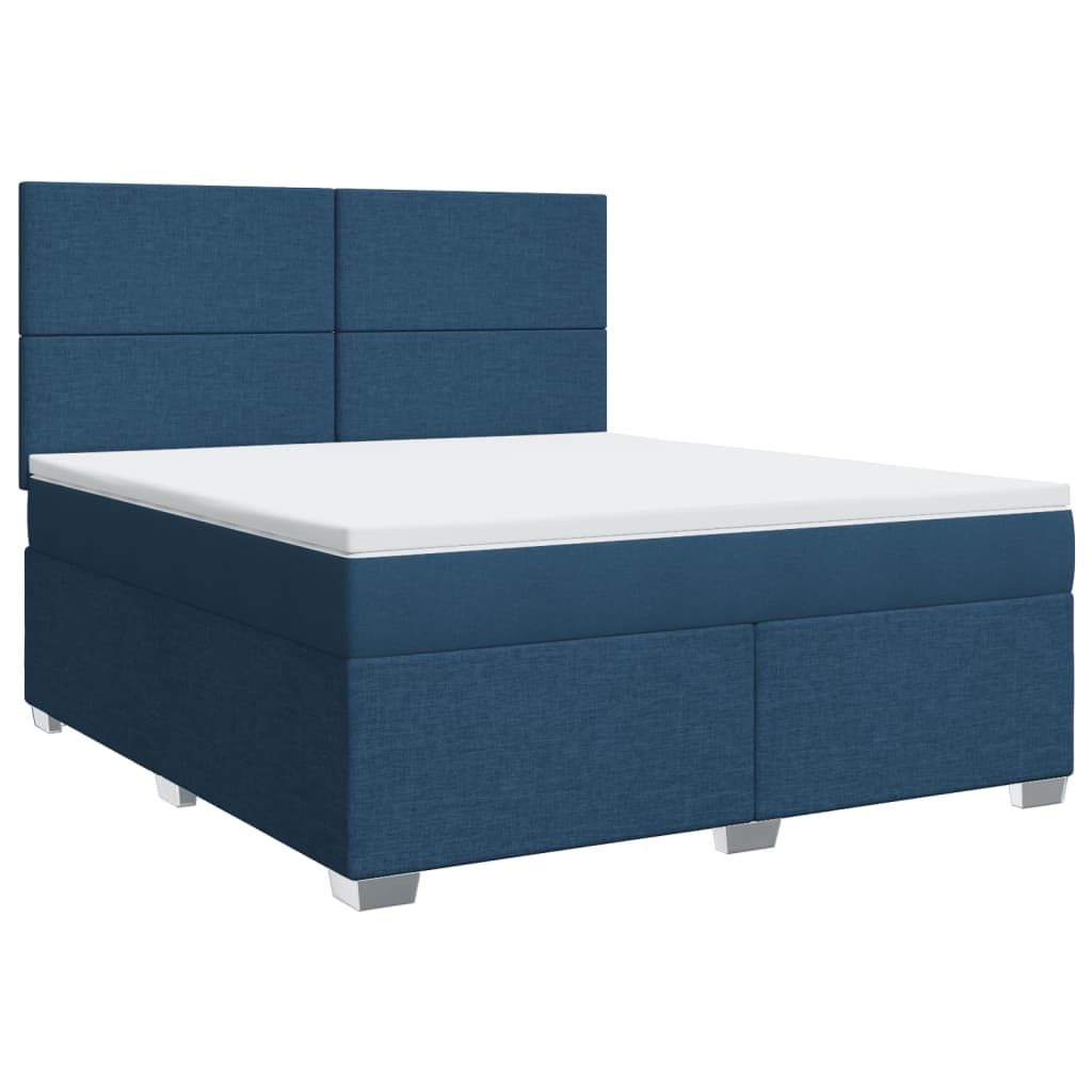 Κρεβάτι Boxspring με Στρώμα Μπλε 180x200 εκ. Υφασμάτινο - Pakobazaar