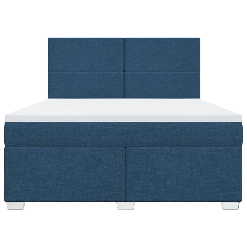 Κρεβάτι Boxspring με Στρώμα Μπλε 180x200 εκ. Υφασμάτινο - Pakobazaar