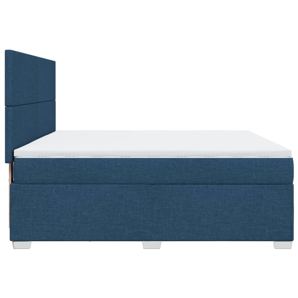 Κρεβάτι Boxspring με Στρώμα Μπλε 180x200 εκ. Υφασμάτινο - Pakobazaar