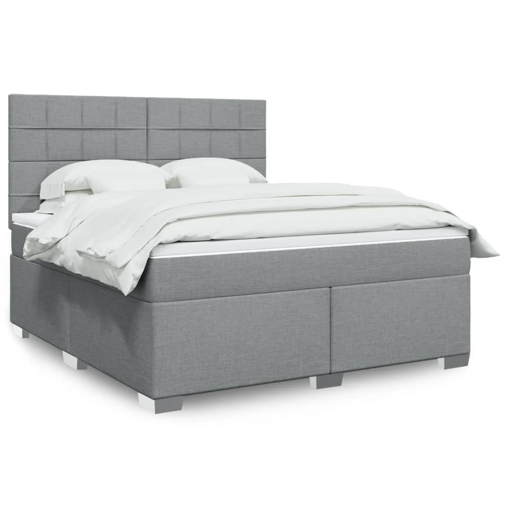 Κρεβάτι Boxspring με Στρώμα Ανοιχτό Γκρι 180x200 εκ. Υφασμάτινο - Pakobazaar
