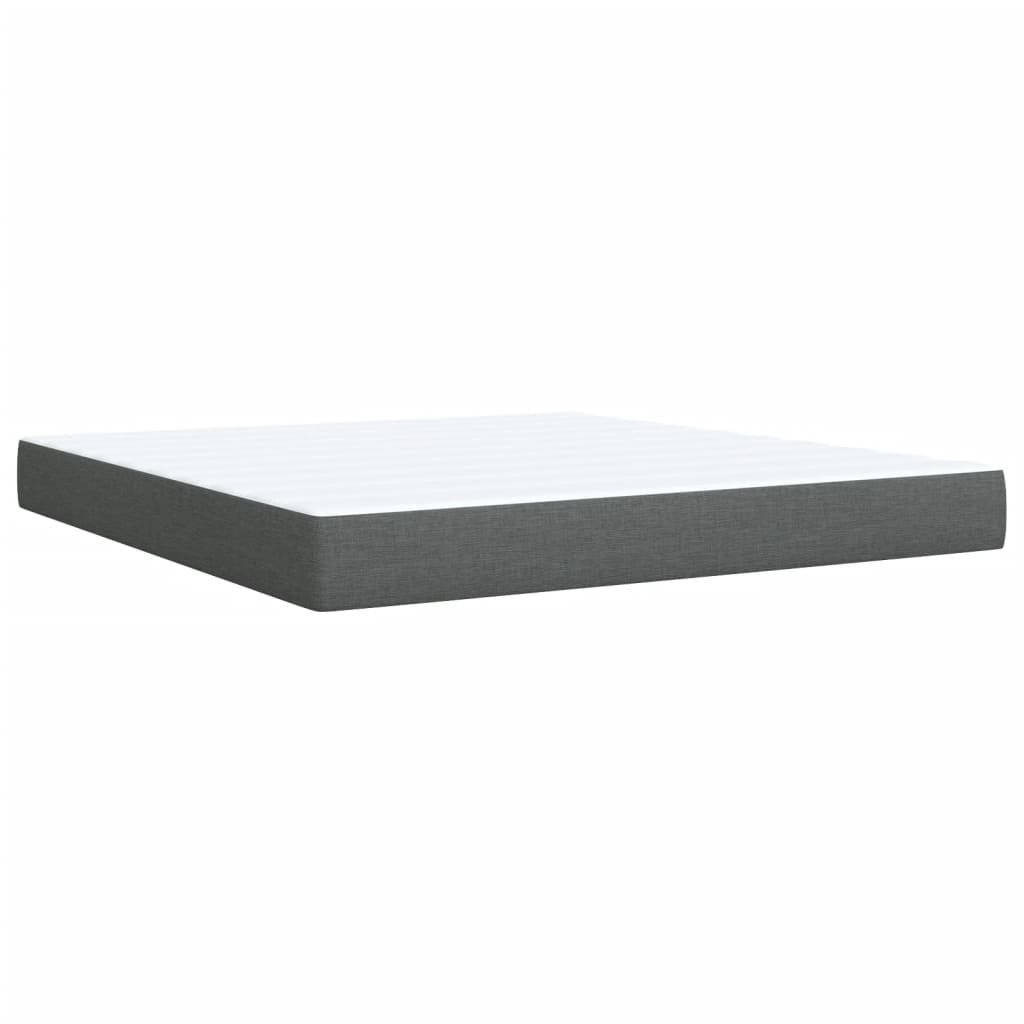 Κρεβάτι Boxspring με Στρώμα Σκούρο Γκρι 180x200 εκ Υφασμάτιν