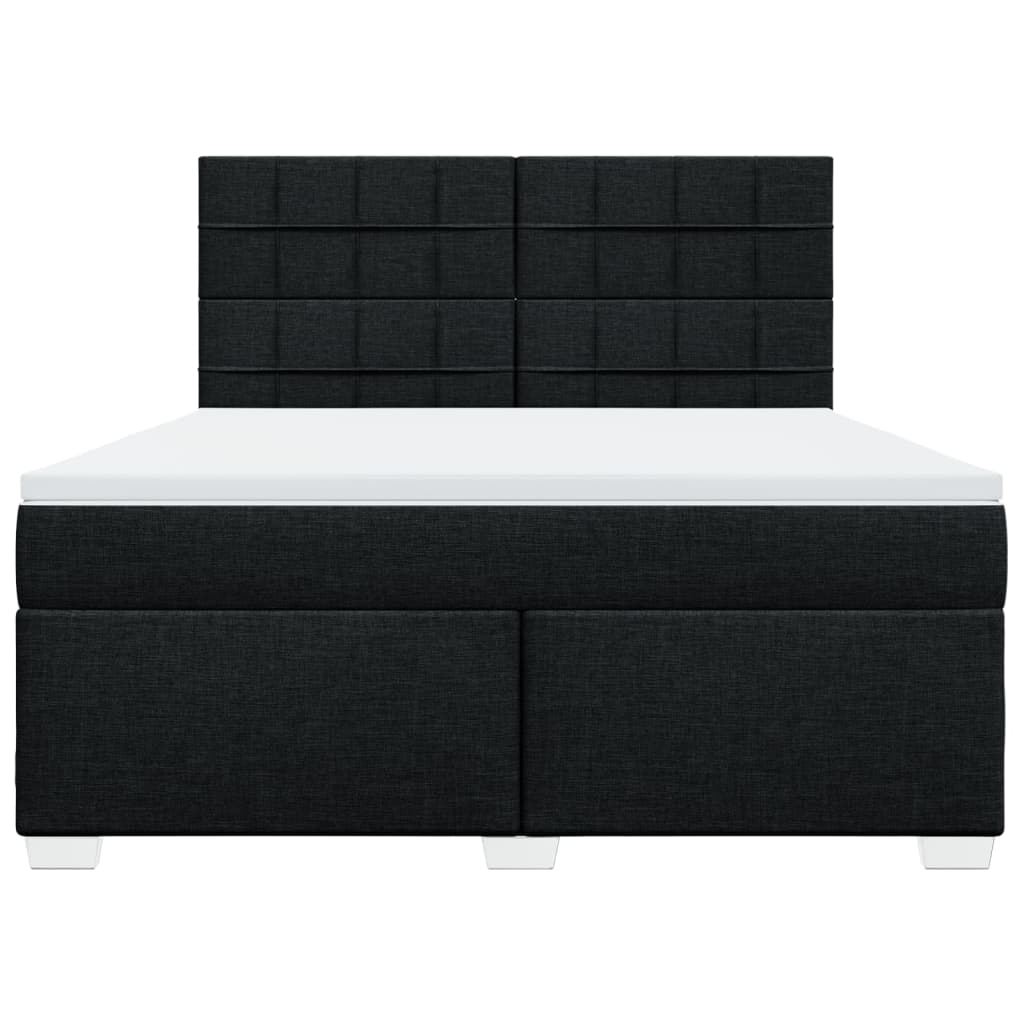 Κρεβάτι Boxspring με Στρώμα Μαύρο 180x200 εκ. Υφασμάτινο - Pakobazaar