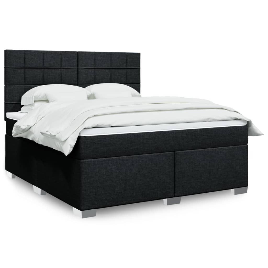 Κρεβάτι Boxspring με Στρώμα Μαύρο 180x200 εκ. Υφασμάτινο - Pakobazaar