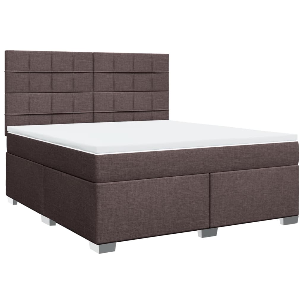 Κρεβάτι Boxspring με Στρώμα Σκούρο Καφέ 180x200 εκ Υφασμάτινο - Pakobazaar