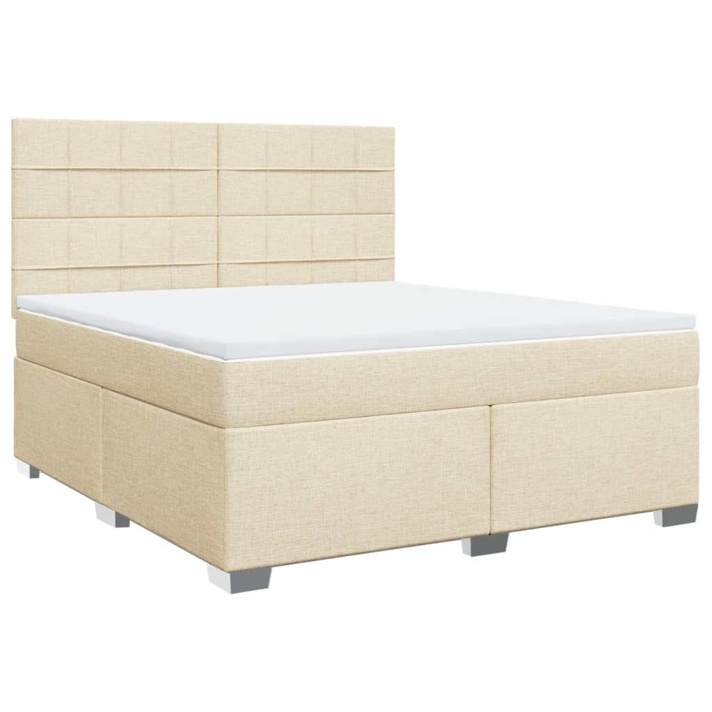 Κρεβάτι Boxspring με Στρώμα Κρεμ 180x200 εκ. Υφασμάτινο