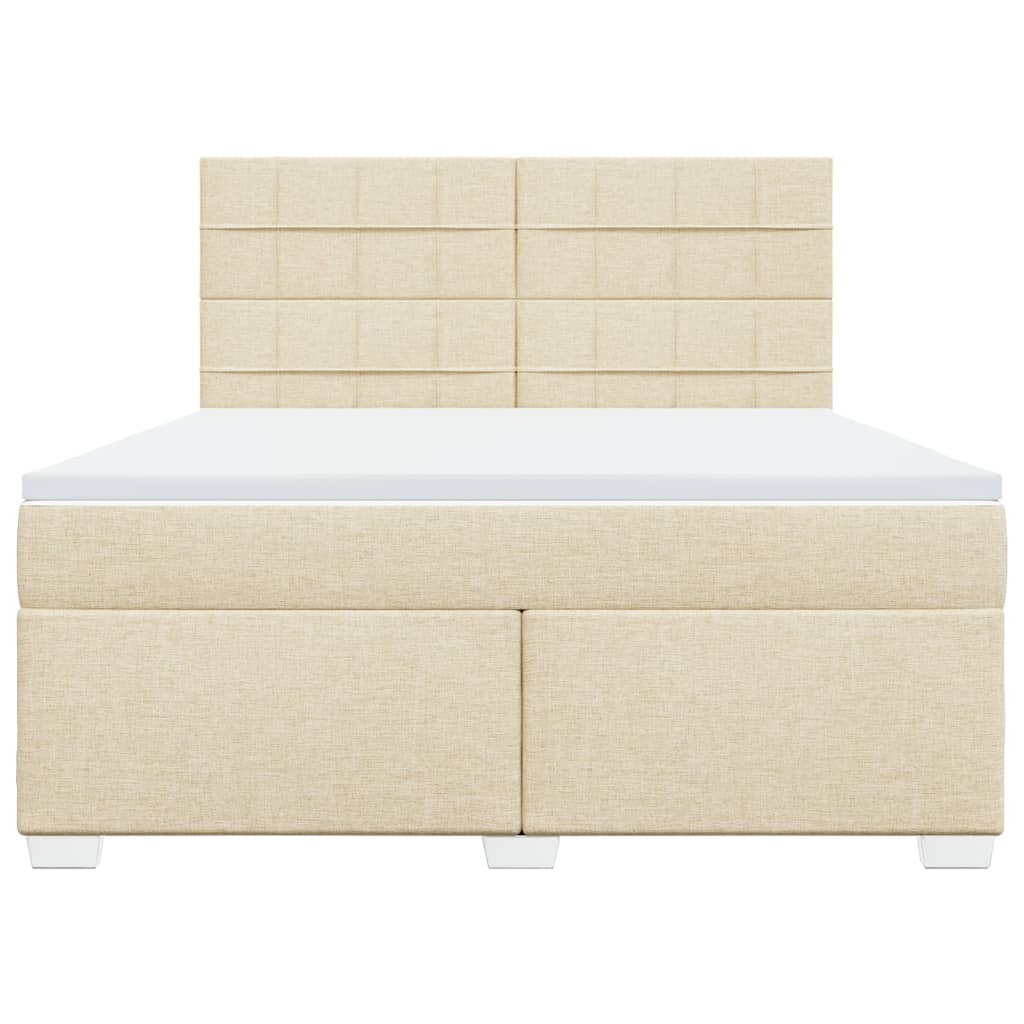 Κρεβάτι Boxspring με Στρώμα Κρεμ 180x200 εκ. Υφασμάτινο