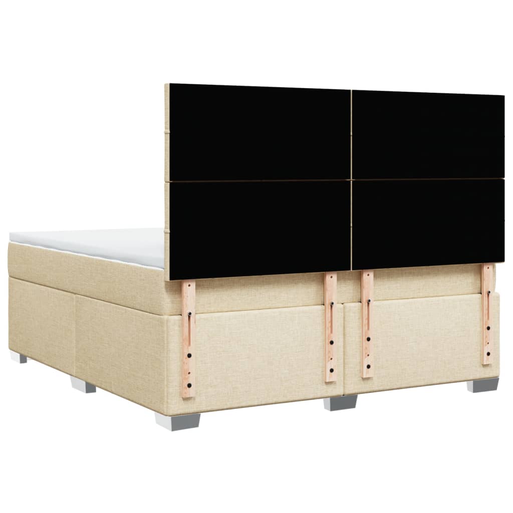 Κρεβάτι Boxspring με Στρώμα Κρεμ 180x200 εκ. Υφασμάτινο