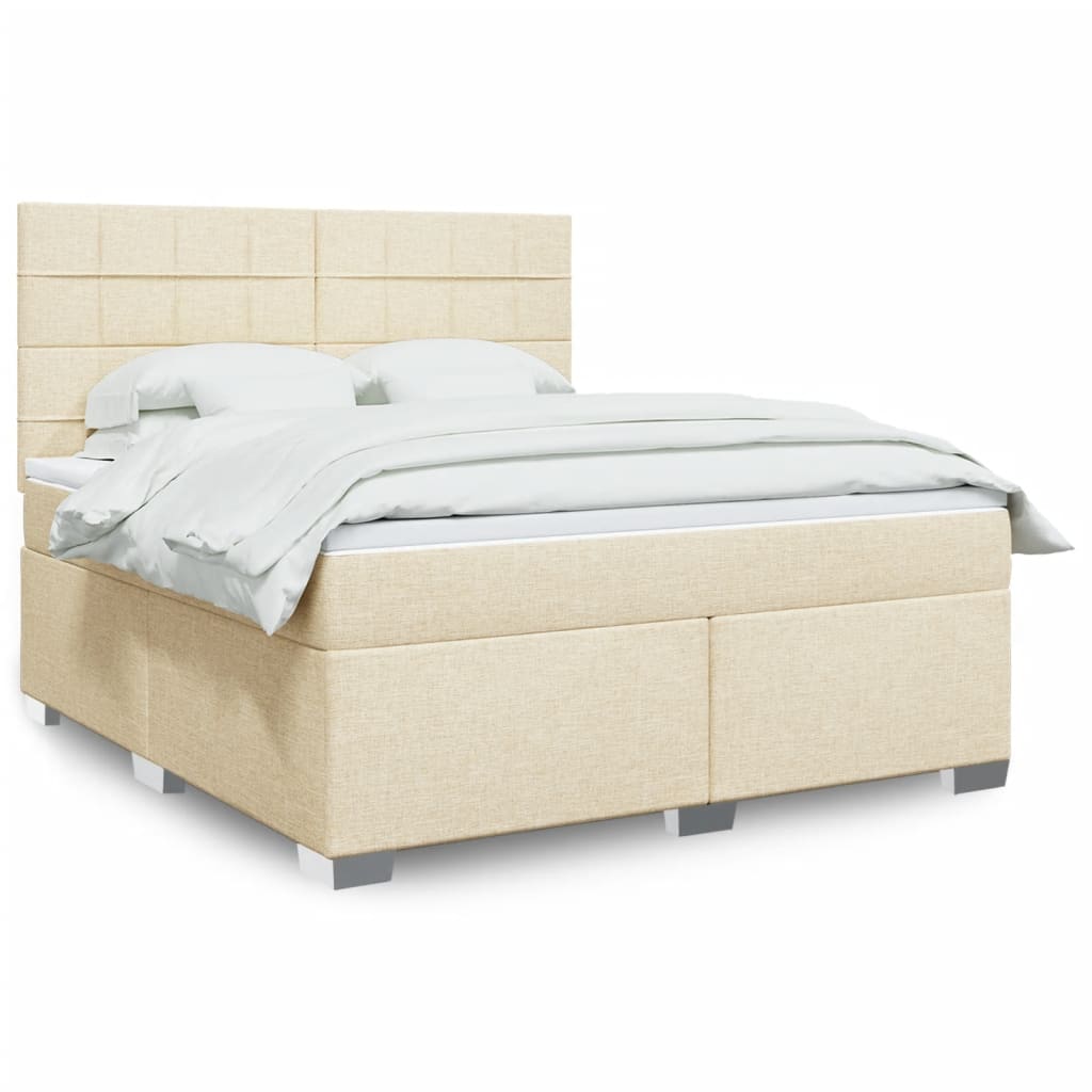 Κρεβάτι Boxspring με Στρώμα Κρεμ 180x200 εκ. Υφασμάτινο
