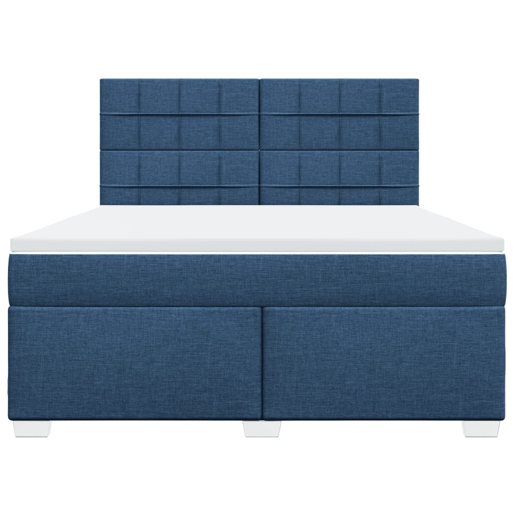Κρεβάτι Boxspring με Στρώμα Μπλε 180x200 εκ. Υφασμάτινο - Pakobazaar