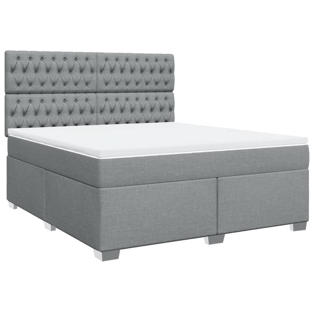 Κρεβάτι Boxspring με Στρώμα Ανοιχτό Γκρι 180x200 εκ. Υφασμάτινο - Pakobazaar