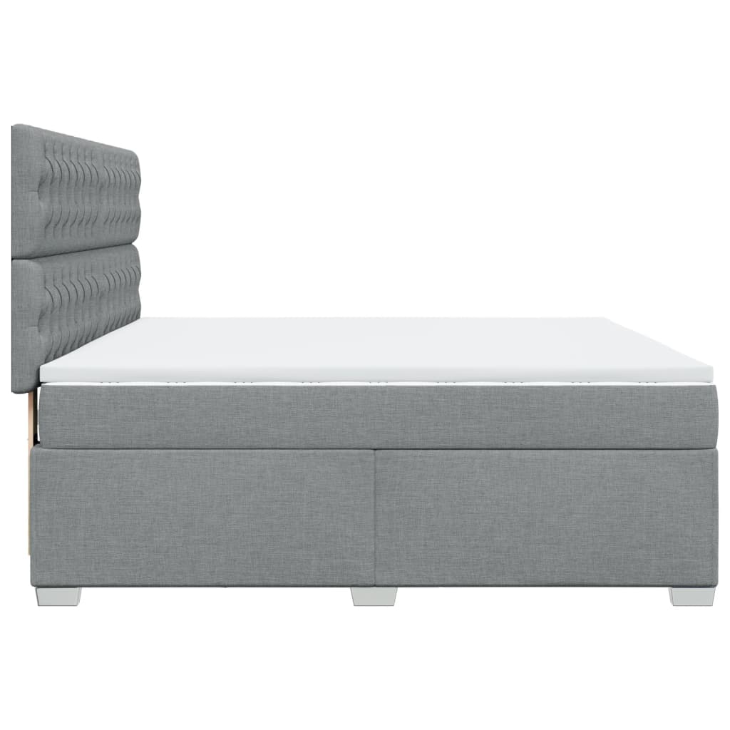 Κρεβάτι Boxspring με Στρώμα Ανοιχτό Γκρι 180x200 εκ. Υφασμάτινο - Pakobazaar