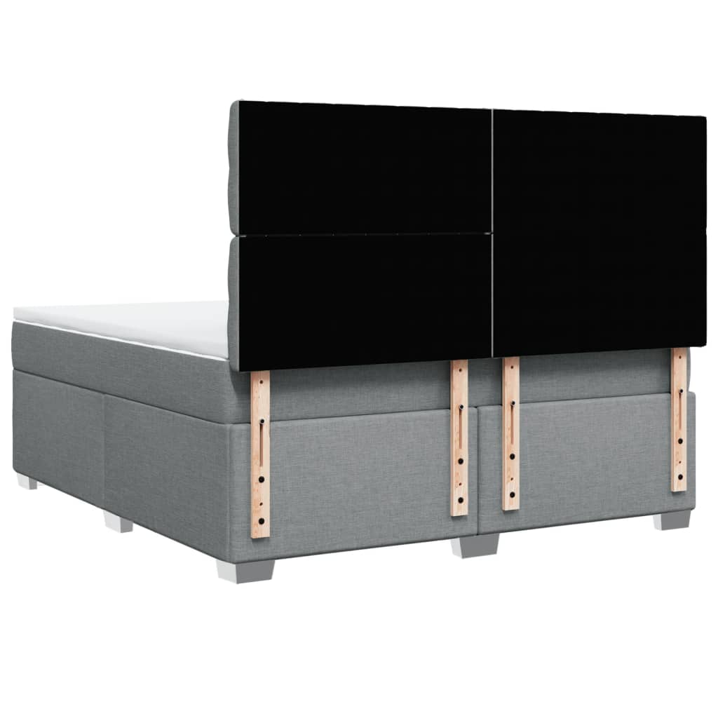 Κρεβάτι Boxspring με Στρώμα Ανοιχτό Γκρι 180x200 εκ. Υφασμάτινο - Pakobazaar