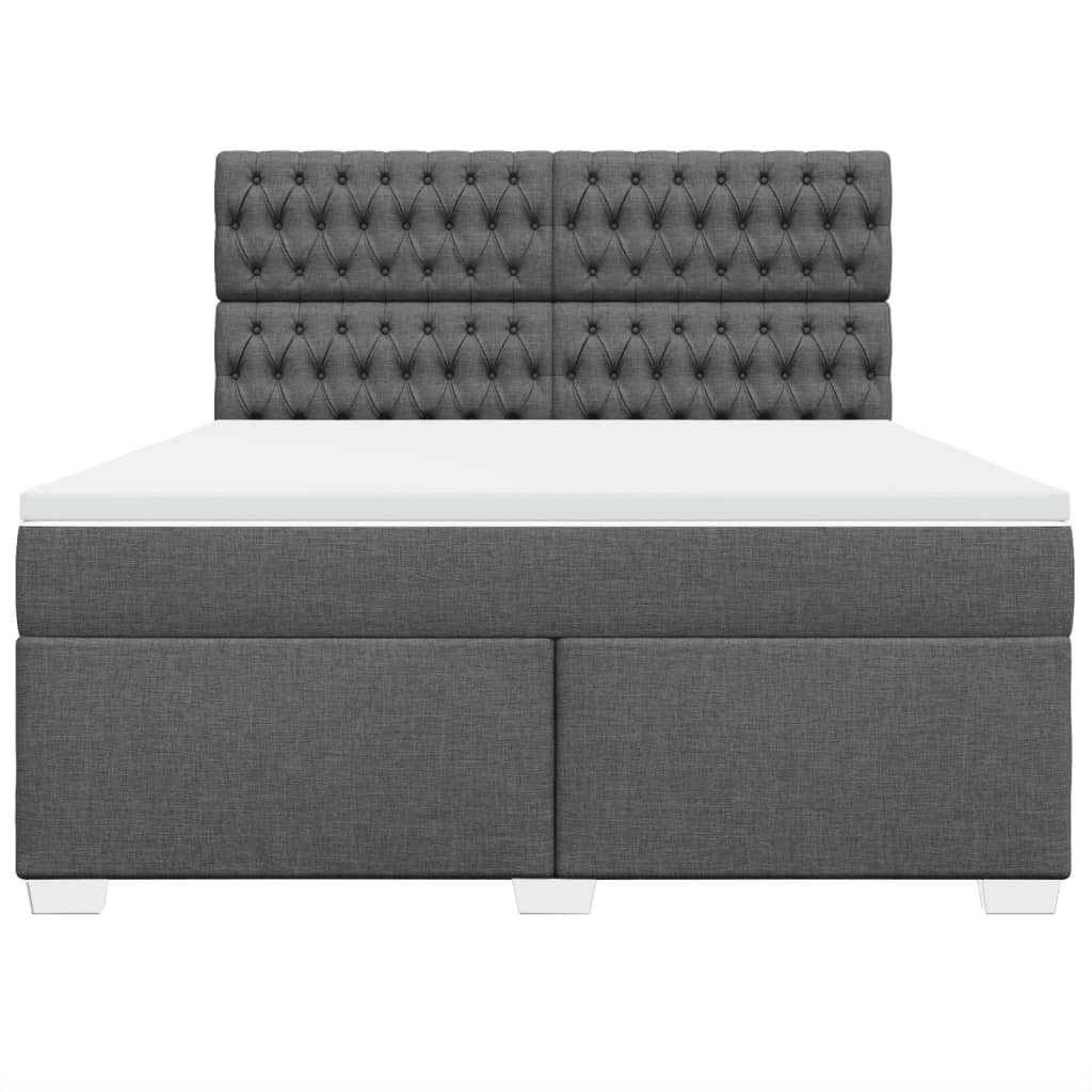 Κρεβάτι Boxspring με Στρώμα Σκούρο Γκρι 180x200 εκ Υφασμάτιν - Pakobazaar