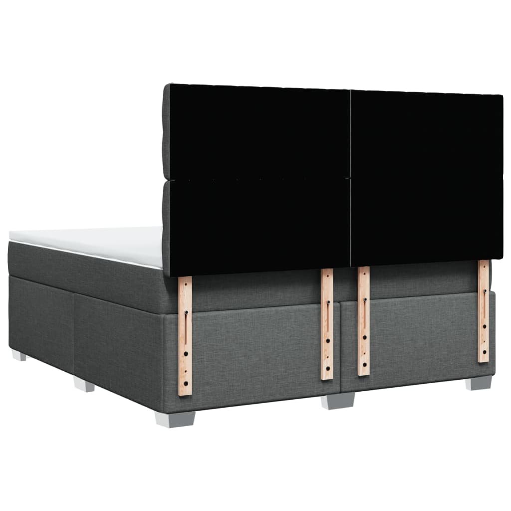 Κρεβάτι Boxspring με Στρώμα Σκούρο Γκρι 180x200 εκ Υφασμάτιν - Pakobazaar