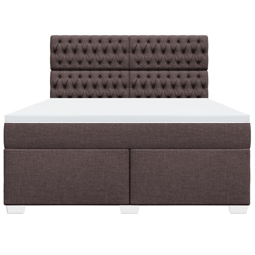Κρεβάτι Boxspring με Στρώμα Σκούρο Καφέ 180x200 εκ Υφασμάτινο - Pakobazaar