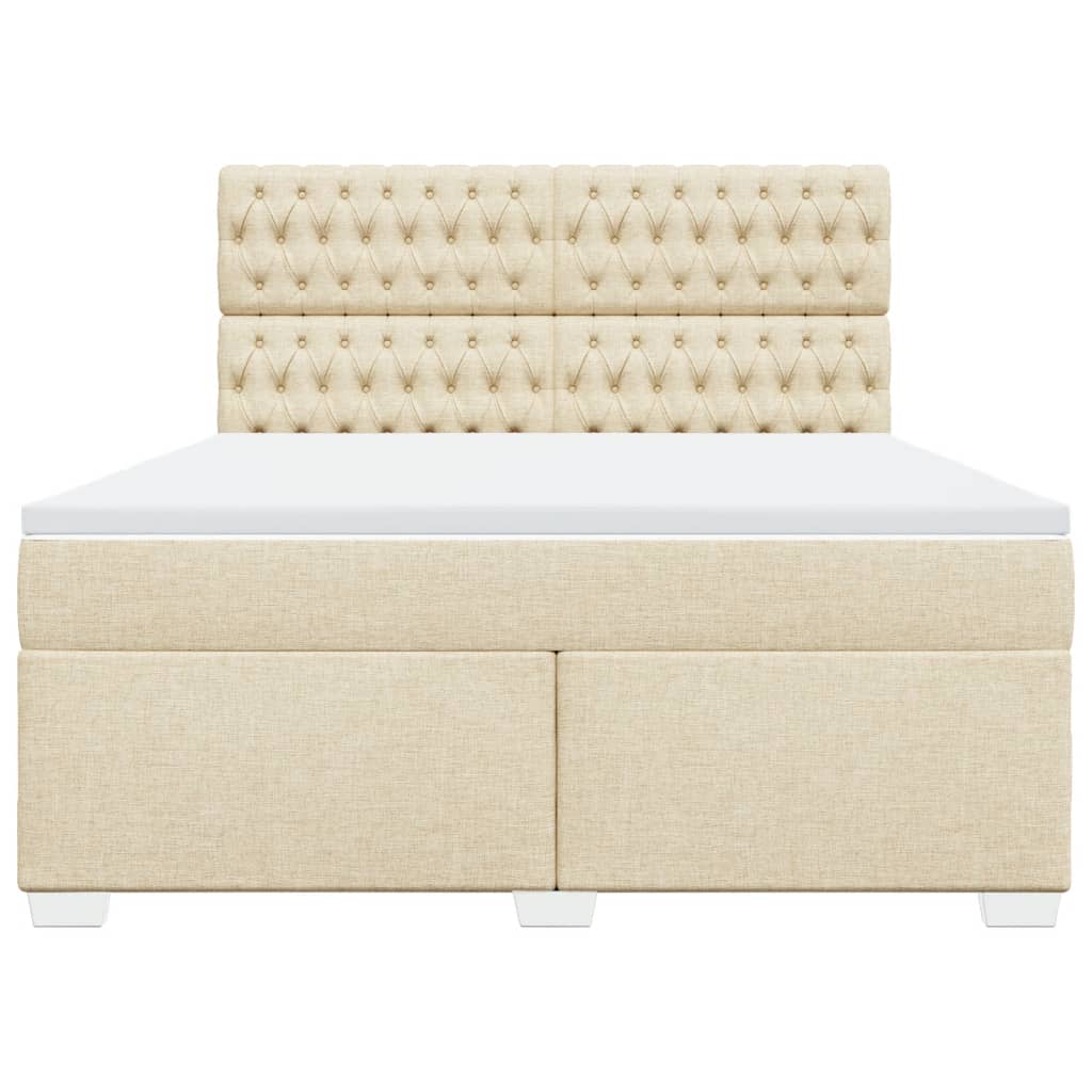 Κρεβάτι Boxspring με Στρώμα Κρεμ 180x200 εκ. Υφασμάτινο - Pakobazaar