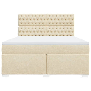 Κρεβάτι Boxspring με Στρώμα Κρεμ 180x200 εκ. Υφασμάτινο - Pakobazaar