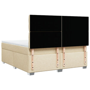 Κρεβάτι Boxspring με Στρώμα Κρεμ 180x200 εκ. Υφασμάτινο - Pakobazaar