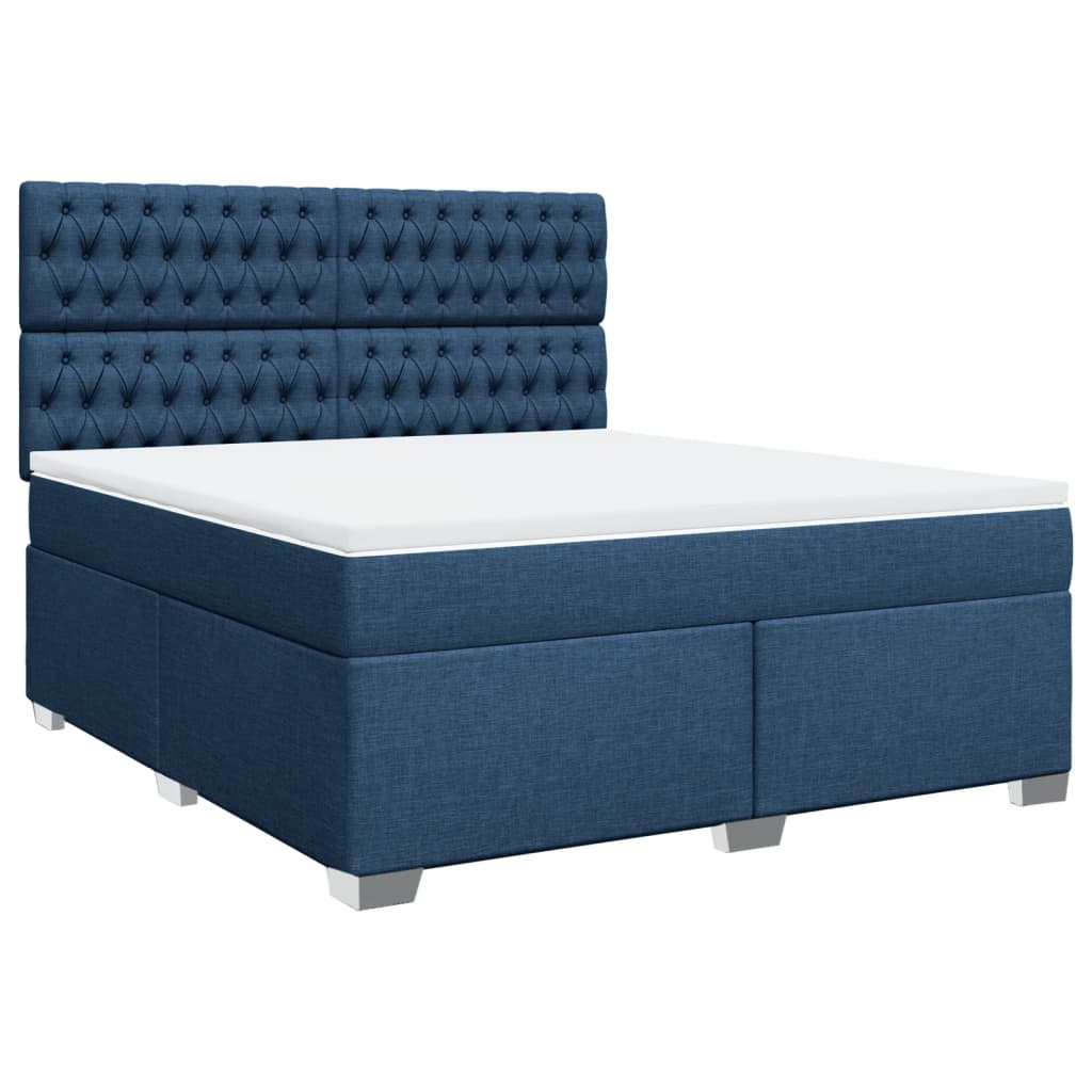 Κρεβάτι Boxspring με Στρώμα Μπλε 180x200 εκ. Υφασμάτινο - Pakobazaar