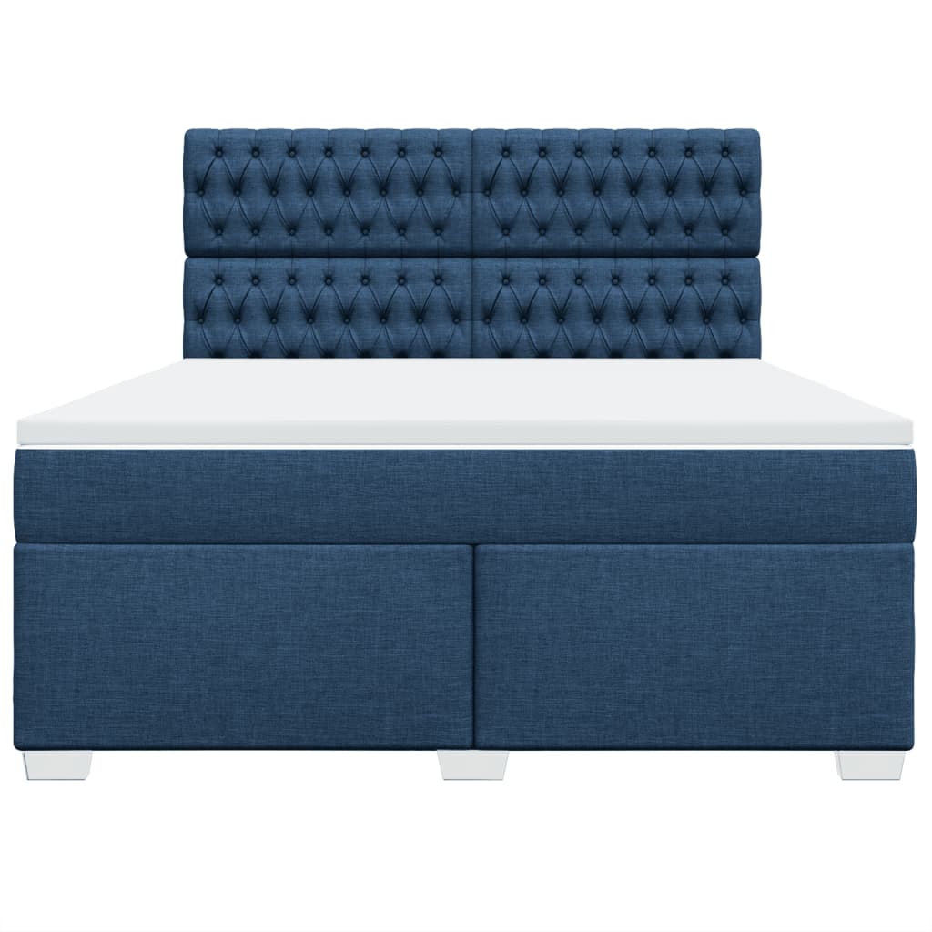 Κρεβάτι Boxspring με Στρώμα Μπλε 180x200 εκ. Υφασμάτινο - Pakobazaar
