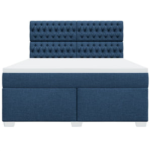Κρεβάτι Boxspring με Στρώμα Μπλε 180x200 εκ. Υφασμάτινο - Pakobazaar